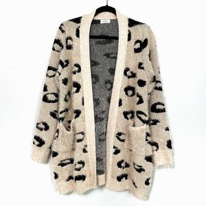 AMARYLLIS Leopard Print Open Front Cardigan with Pockets size Small/Medium